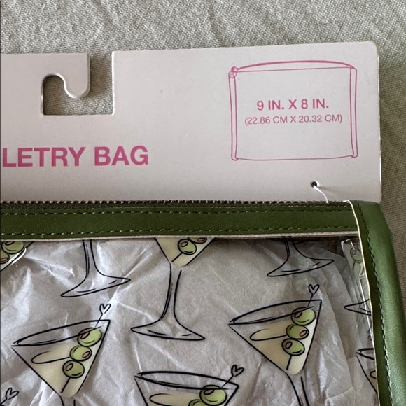 Frasier Sterling clear zipper closure martini graphics toiletry/makeup bag. NWT - Picture 2 of 5